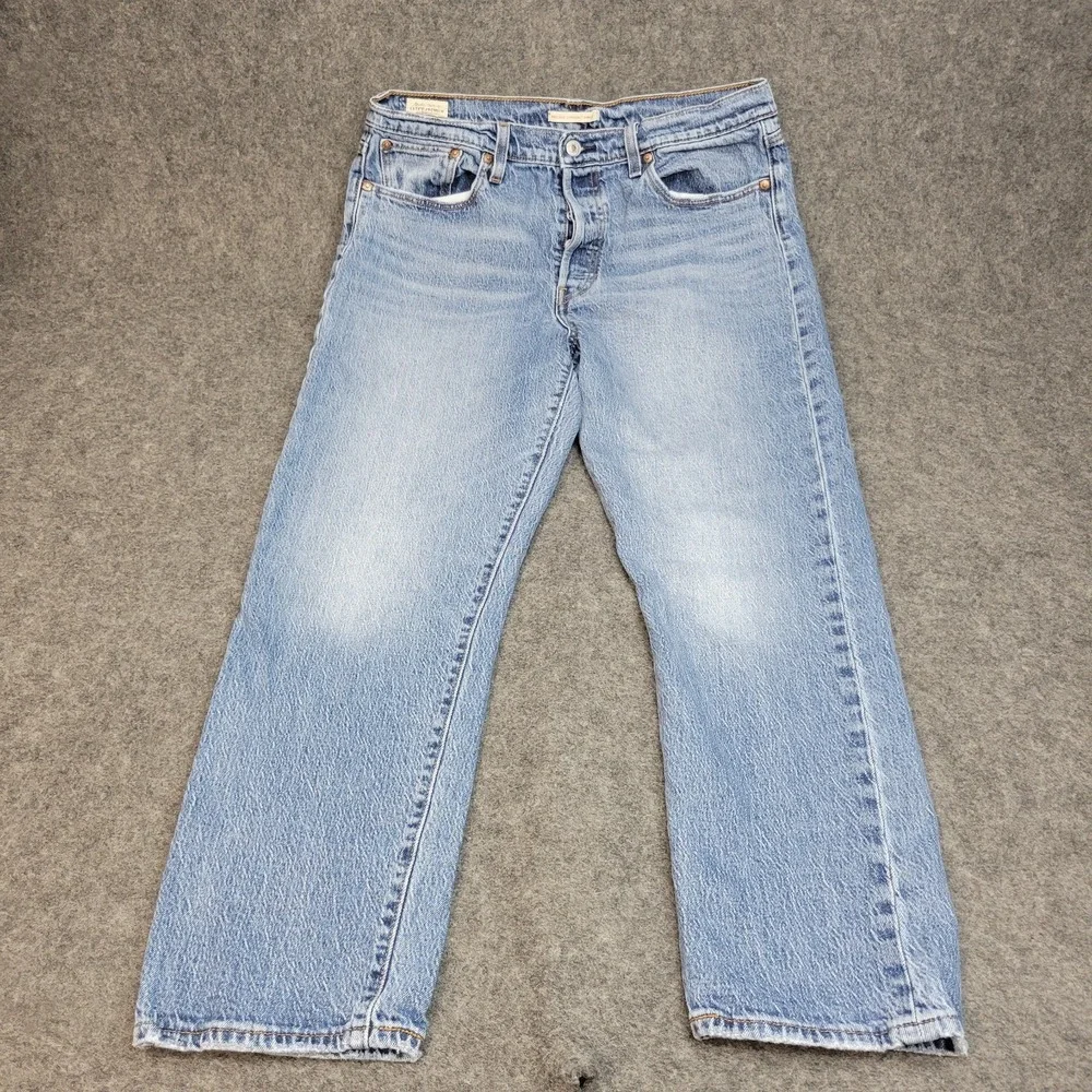 Levis Jeans Womens 32 Premium Boho Streetwear Grunge Ribcage Straight Ankle - Picture 2 of 11